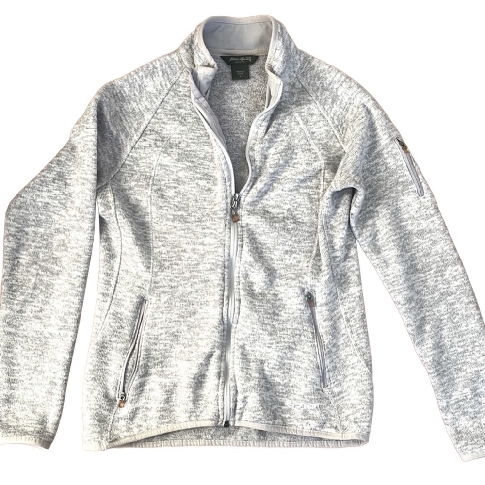 Eddie Bauer gray fleece zippered jacket size M